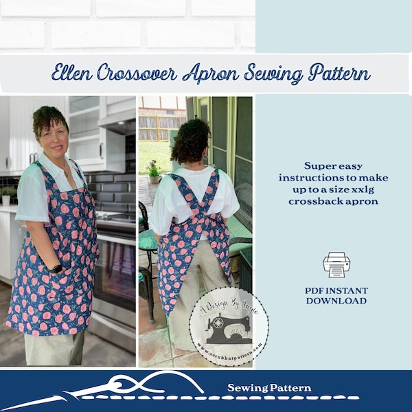 Ellen Crossover keukenschort naaipatroon voor een overall met gekruiste achterkant DOWNLOAD het pdf-bestand