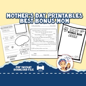 Best Bonus Mom Mother's Day Gift Printable Mom Ad Lib About Mom ...