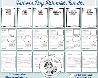Father's Day Bonus Dad | Dad | Grandpa | Poppa | Step Dad | Papa Ad Lib About Printable From Kids Bundle