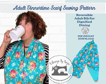 Adult Bib Sewing Pattern Dinner Scarf Pdf DOWNLOAD For Dining AO Copy Shop file included