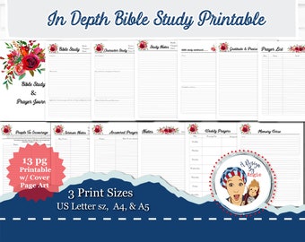 Floral Prayer Journal Printable Bible Study Pages Sermon Notes Memory Verse In Depth Bible Devotional Journaling PDF File Lined