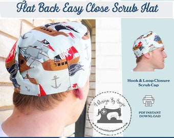 Surgical Cap Sewing Pattern Tutorial hook and loop closure unisex surgical hat pdf nurse gift