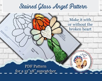 Stained Glass Angel Heart Pattern PDF Suncatcher Digital Download