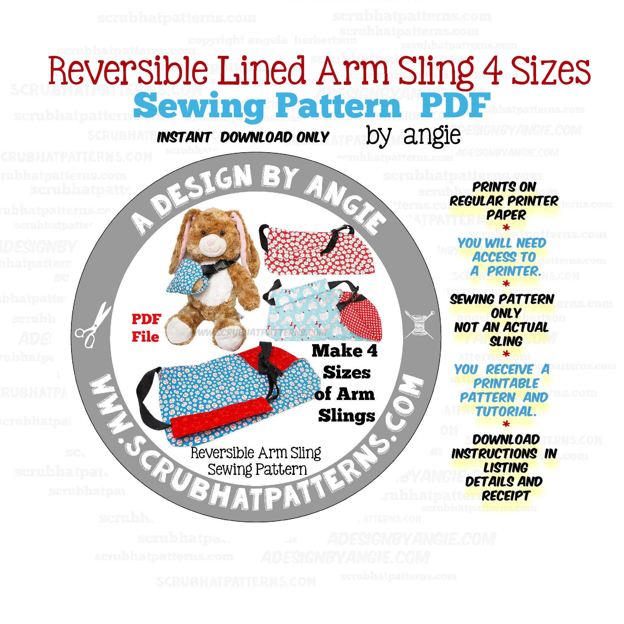 Arm Sling Cast Cover Sewing Pattern 4 Sizes Childrens to Adult Etsy