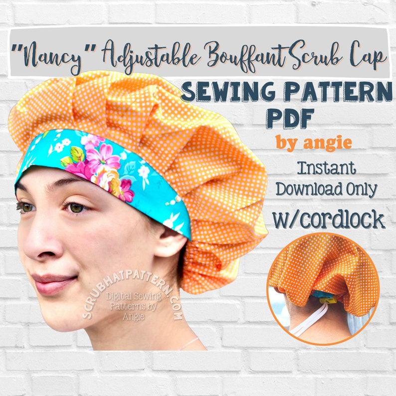 Bouffant Scrub Cap Sewing Pattern Printable PDF Tutorial for Etsy