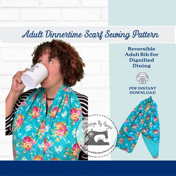 Special Needs Bib Dinner Scarf Sewing Pattern For Dining Easy Beginner Sewing