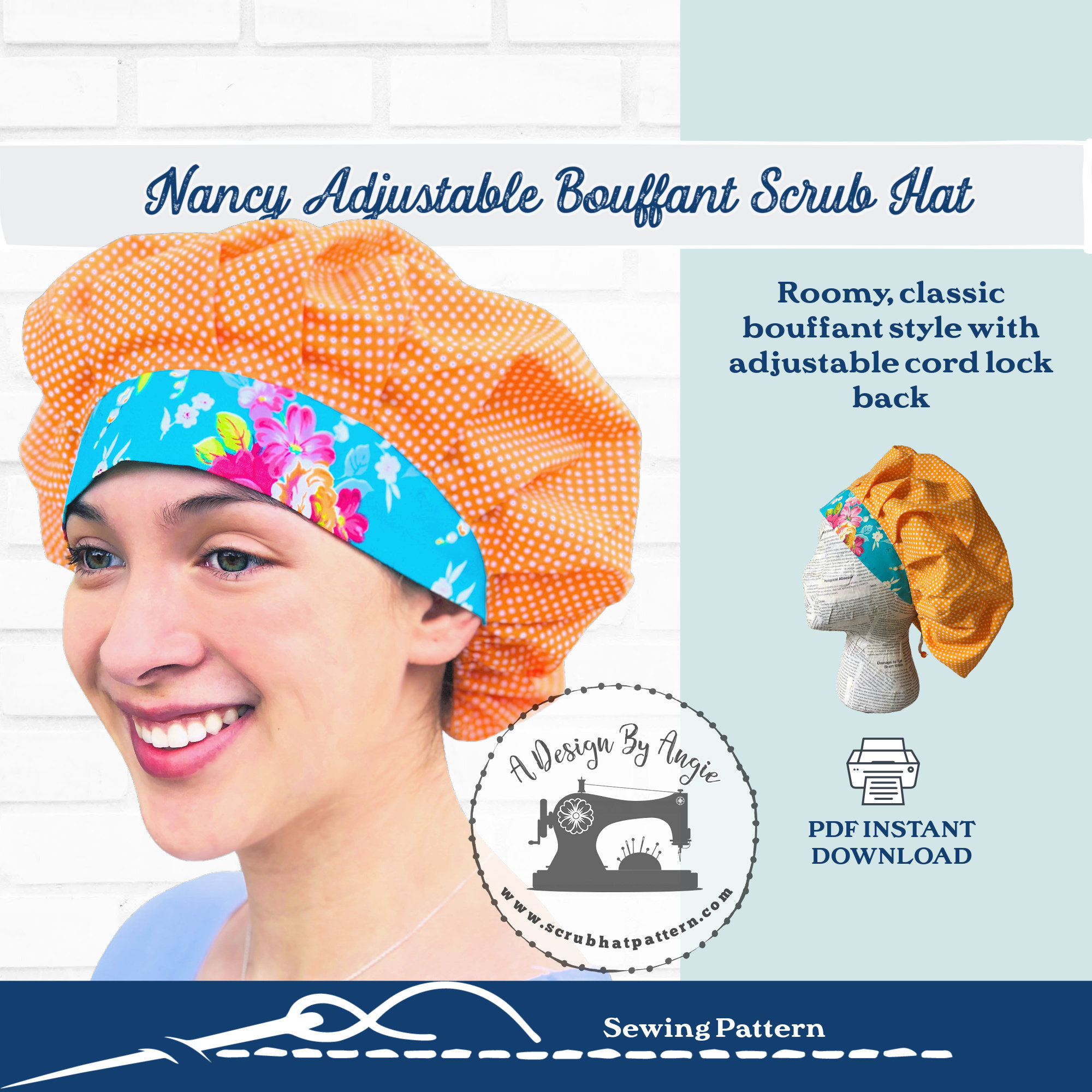bouffant-scrub-hat-sewing-pattern-printable-pdf-tutorial-for-fully-adjustable-nancy-scrub-cap-with-cord-lock-etsy