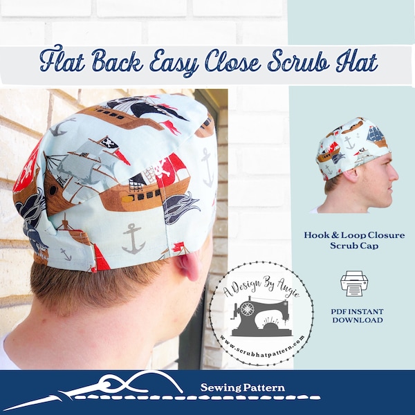 Scrub Cap Sewing Pattern Surgical Hat chef hat pdf Instructions No Waste Uses A Fat Quarter