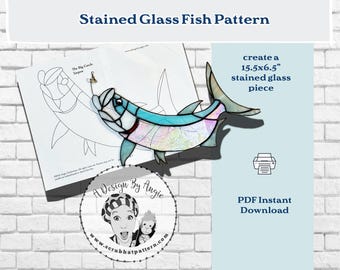 Stained Glass Fish Pattern For Dad Gift  - Tarpon Suncatcher - Instant Download PDF