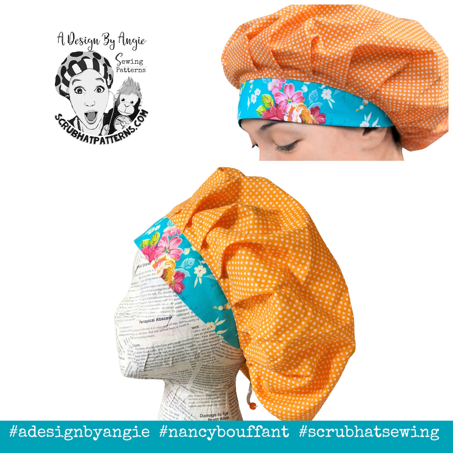 Bouffant Scrub Cap Sewing Pattern Printable PDF Tutorial for Etsy