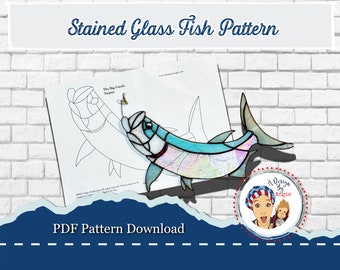 Stained Glass Fish Pattern PDF Tarpon Suncatcher Digital Download