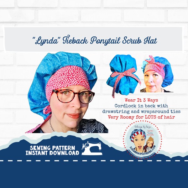 Ponytail Scrub Cap Pattern w/cordlock PDF Download