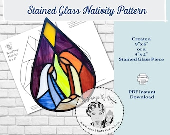 Teardrop Nativity Stained Glass Suncatcher Pattern For Holy Family Ornament