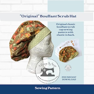 Patron de couture de bonnet de gommage bouffant DIY Infirmière chirurgicale chapeau de gommage Instructions tutoriel PDF TÉLÉCHARGER