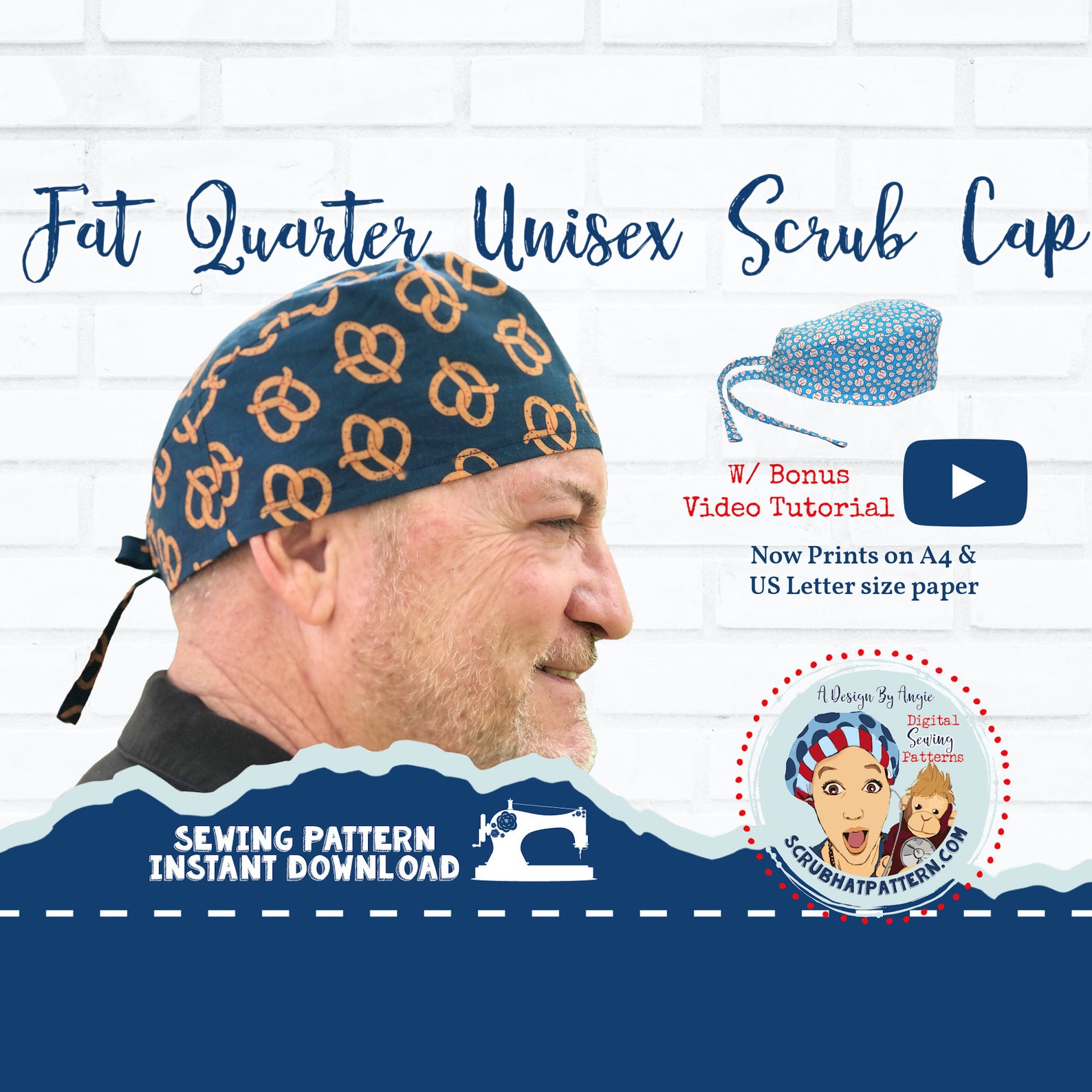 Scrub Cap Sewing Pattern Fat Quarter Surgical Scrub Hat Sewing Etsy