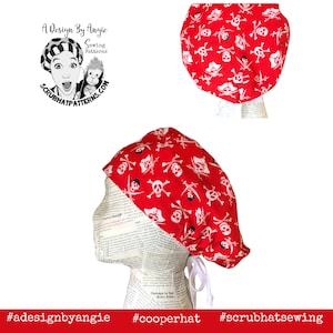 Scrub Cap Pattern with Ties for Doctors and Nurses Printable PDF Scrub Hat Sewing Tutorial The Cooper image 2