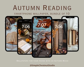Fondo de pantalla para móvil con estética otoñal: Tema acogedor inspirado en los libros (Descarga digital)