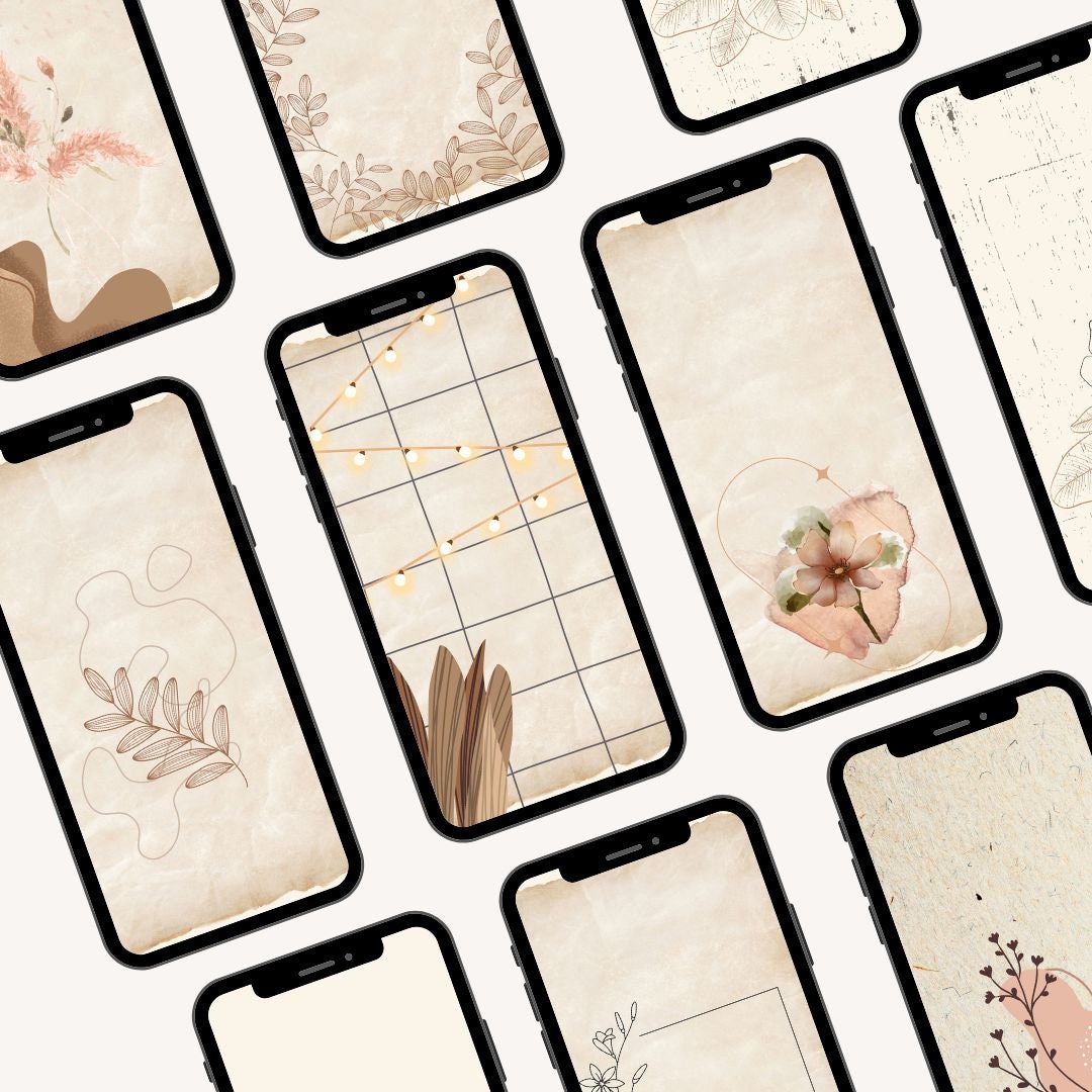 Boho Aesthetic Phone Wallpaper, Brown and Pink Background, Boho