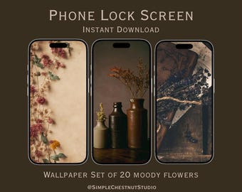 Conjunto de fondos de pantalla florales con un toque melancólico para teléfono / Fondos de pantalla de bloqueo vintage (Descarga digital)