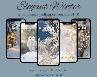 Paquete de fondos de pantalla elegantes de invierno para teléfono (descarga digital)