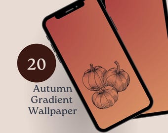 Fondo de pantalla para móvil con degradado otoñal, colores de otoño, efecto ombré (descarga digital)
