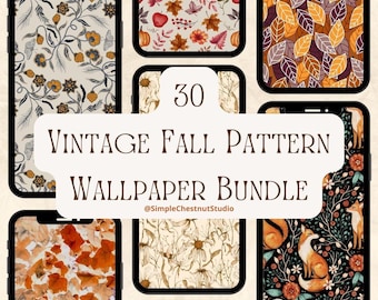 Fall Themed Smartphone Wallpapers, Vintage Patterns, Fall Aesthetic, Autumn Phone Wallpaper, Vintage Fall Lock Screen,