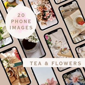 Spring Wallpaper Bundle for Phone, Elegant Wallpaper for Lock Screen, Dried Flowers, Lock Screen for Her, Flower Background, Tea Party
