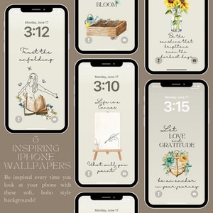 Inspirational Boho iPhone Wallpaper, Watercolor iPhone Background, Neutral Boho iPhone Wallpaper, Motivational Quotes Wallpaper,