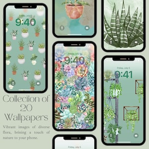 Plant Aesthetic Phone Wallpaper, Plant Background, Greenery Lock Screen for Phone, Calming Wallpaper, Nature Phone Wallpaper,