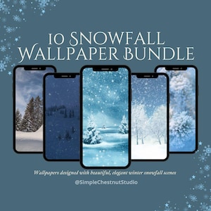 Snowfall Phone Background Bundle, Winter Vibes, Snow Phone Lock Screen, Smartphone Background Bundle, Winter Lock Screen, Winter Aesthetic,