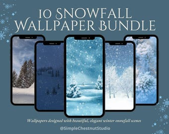 Paquete de fondos de pantalla para móvil con temática de nevadas y estilo invernal (descarga digital)