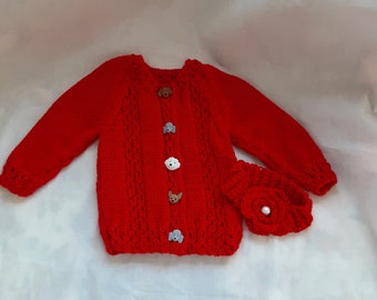 Spanish Knitted Baby Girls Dress Salmon Pink Cardigan Bolero 0-24 Mths 