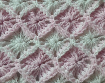 Baby girl blanket.Bavarian stitch baby blanket.Baby Shower gift.Receiving blanket.New born gift.Hand crocheted baby  blanket.Pink blanket.