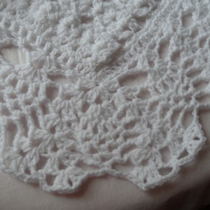 Hand Crocheted Baby Blanket: White Unisex Christening Gift (43x43 inches)