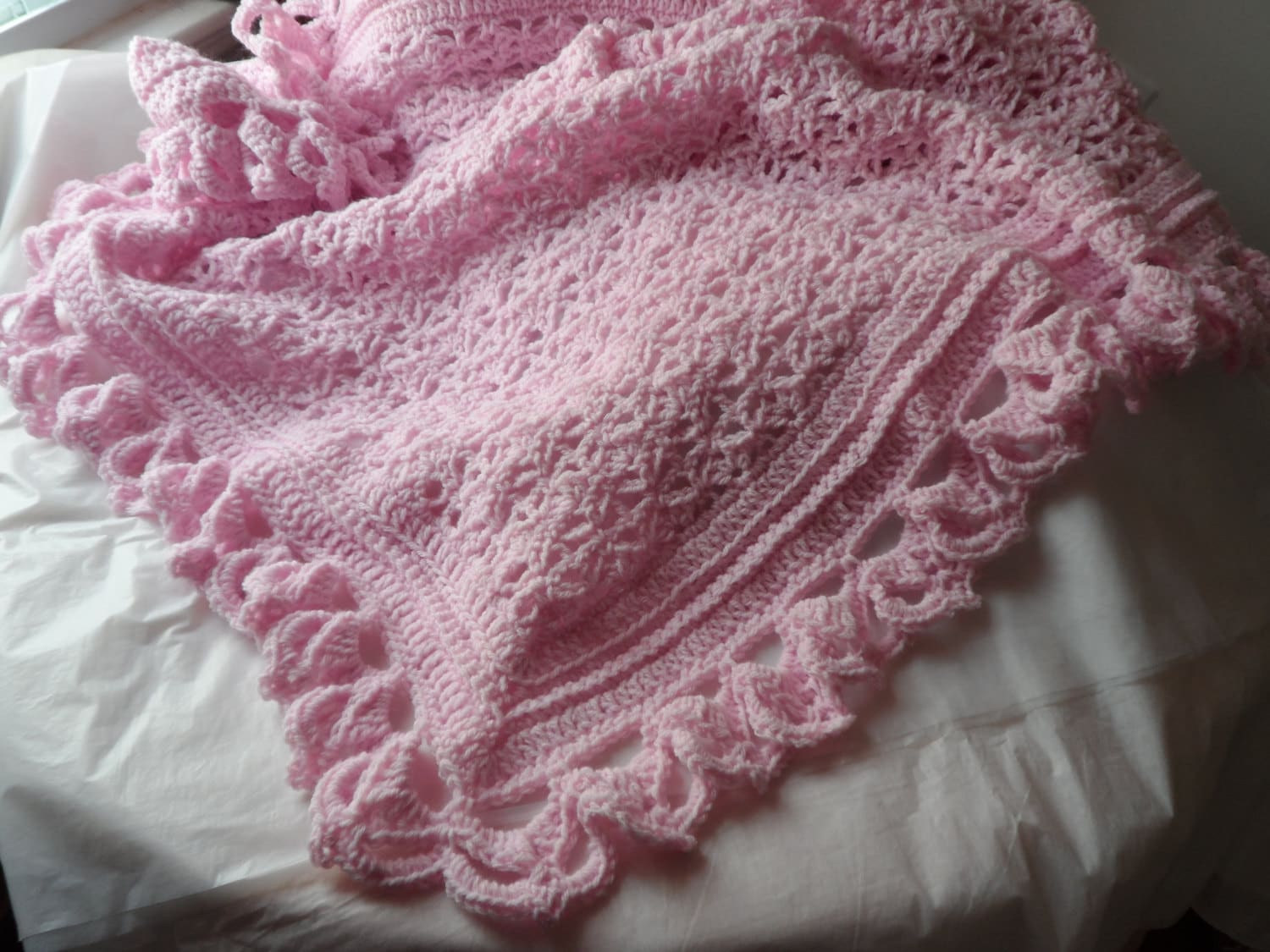 Baby.Blanket.Crochet.Made in U.S.A.Pink.Pound of Love.Baby Etsy