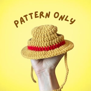 Solo patrón - Sombrero de paja de crochet hecho a mano para gatos y perros