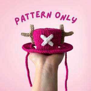 pattern only - Handmade Crochet Deer Bucket Hat Pink for Cats & Dogs
