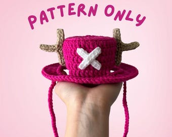 pattern only - Handmade Crochet Deer Bucket Hat Pink for Cats & Dogs