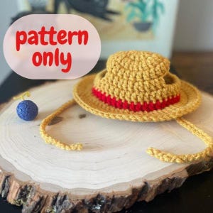 Strickmuster - Anime Inspiriert Handmade Crochet Strohhut Limited Edition, Strohhut, Handmade Kostüm, Tier Zubehör
