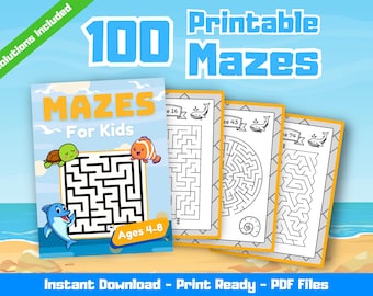 Maze Activity Book for Kids Ages 4-8: 100 Printable Mazes (PDF Download)