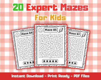 20 Expert Mazes for Kids | Printable Mazes for Ages 4–8 | Expert Level | Instant Download Activity PDF for Learning & Fun