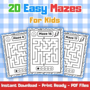 20 Easy Mazes for Kids | Printable Mazes for Ages 4–8 | Easy Level | Instant Download Activity PDF for Learning & Fun