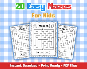 20 Easy Mazes for Kids | Printable Mazes for Ages 4–8 | Easy Level | Instant Download Activity PDF for Learning & Fun