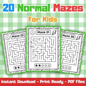 20 Normal Mazes for Kids | Printable Mazes for Ages 4–8 | Normal Level | Instant Download Activity PDF for Learning & Fun
