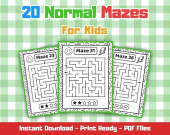 20 Normal Mazes for Kids | Printable Mazes for Ages 4–8 | Normal Level | Instant Download Activity PDF for Learning & Fun