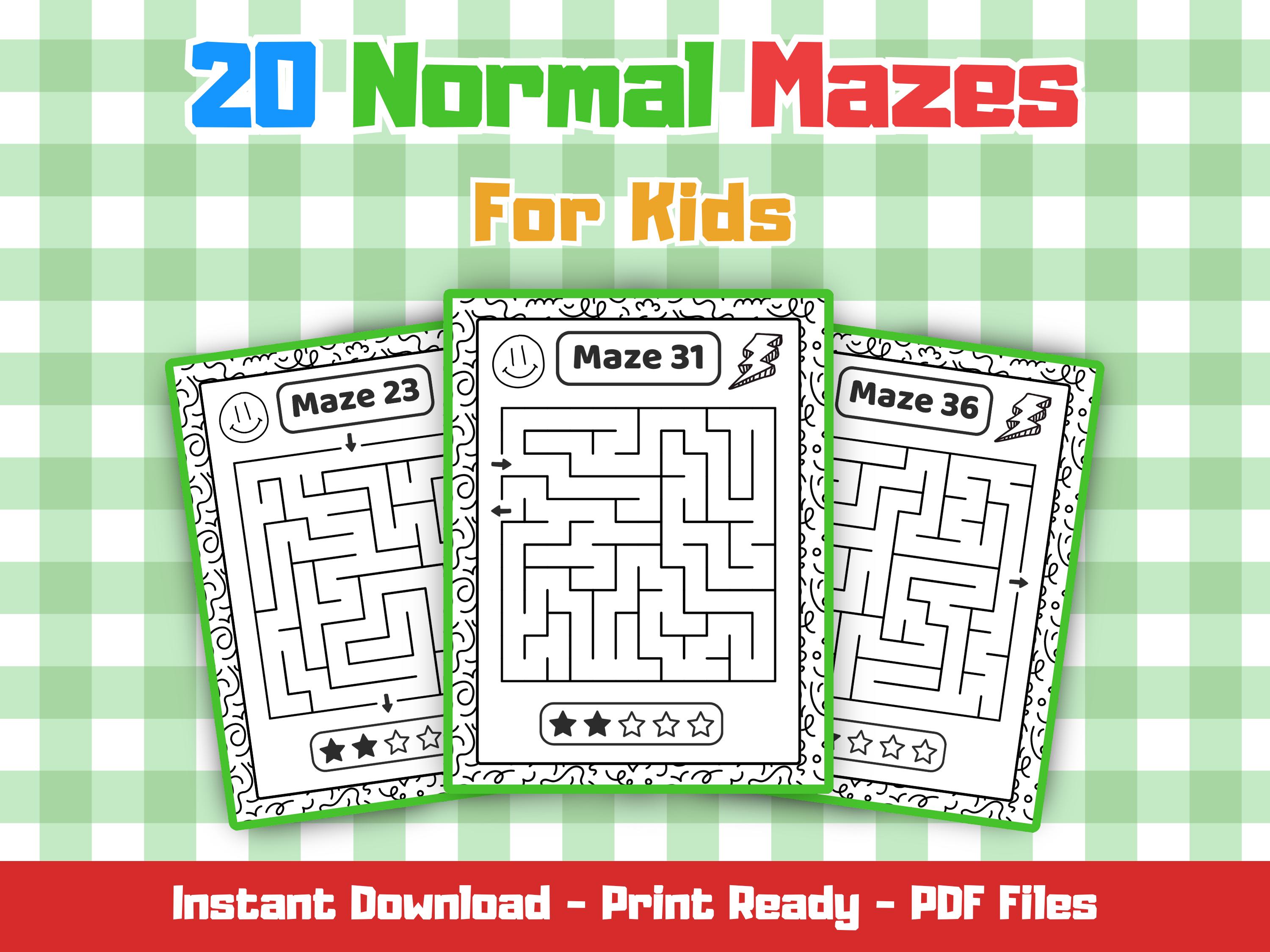 20 Normal Mazes for Kids | Printable Mazes for Ages 4–8 | Normal Level ...