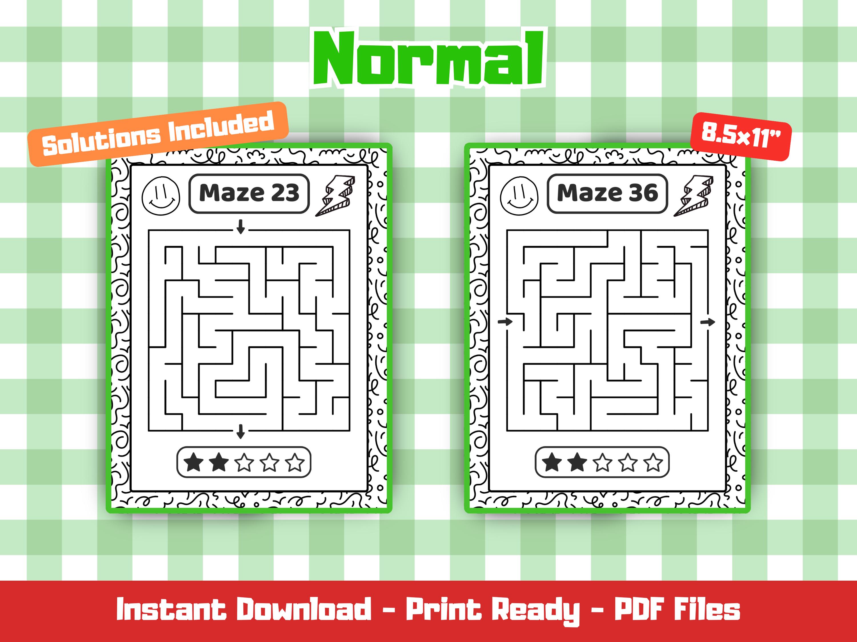20 Normal Mazes for Kids | Printable Mazes for Ages 4–8 | Normal Level ...
