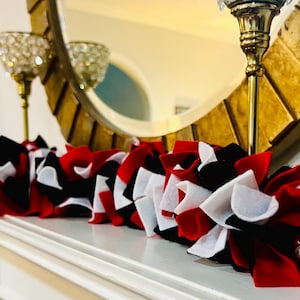 Georgia Ohio State Felt Garland School Colors - Red Black White College Football Decor Graduation Dorm Tailgate Bulldogs Buckeyes Athens