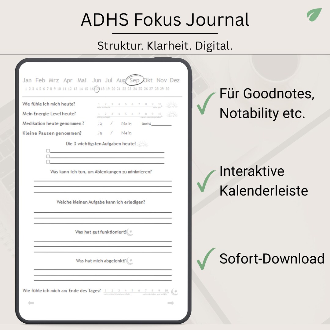 ADHD Focus Journal: Digital Planner for Goodnotes - Clarity & Structure ...