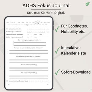 ADHD Focus Journal: Digital Planner for Goodnotes - Clarity & Structure (PDF) image 1